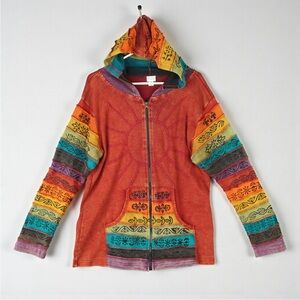 Vtg Greater Good Network Sunshine Daydream Zip Up Hoodie y2k Womens XL